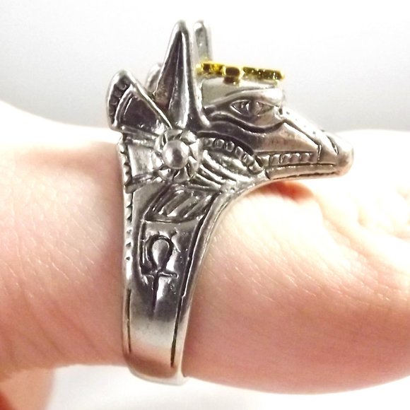 Anubis Stainless Steel Ring Vintage Egyptian Anubis Death God Egypt Mythology - Picture 1 of 10